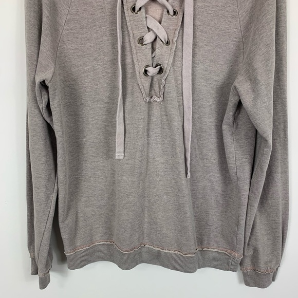 Project Social T Abby Lace-Up Tan Hoodie Medium - Picture 4 of 10